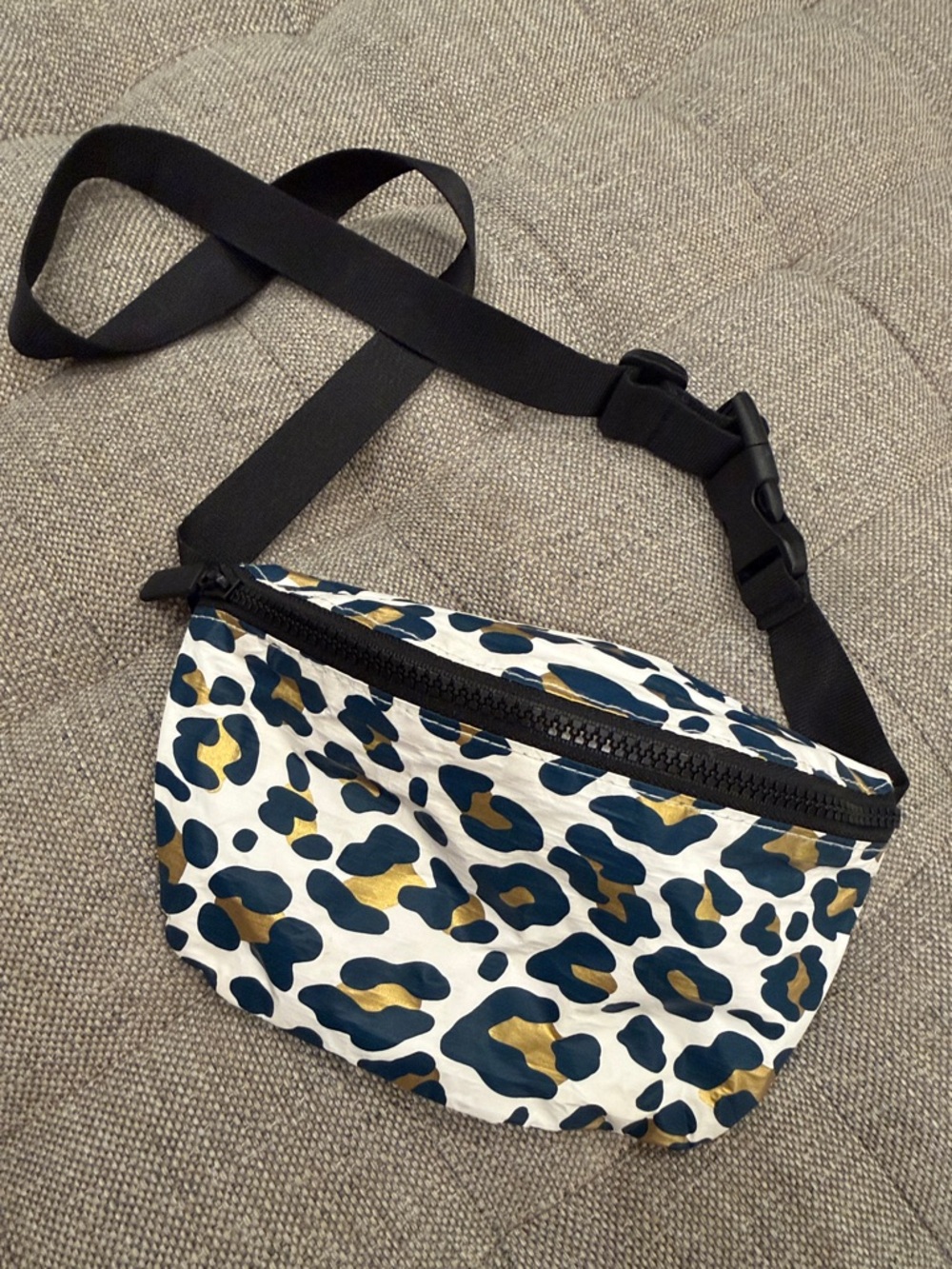 ALOHA Collection Leopard Print Crossbody Belt Bag - White/Blue/Gold
